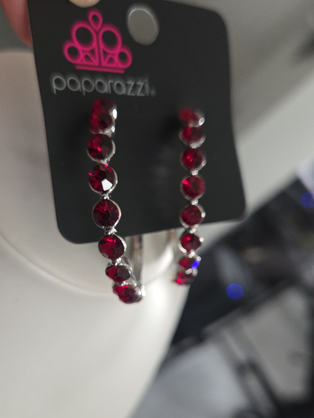 Paparazzi Red Gem Hopp Earrings NWT